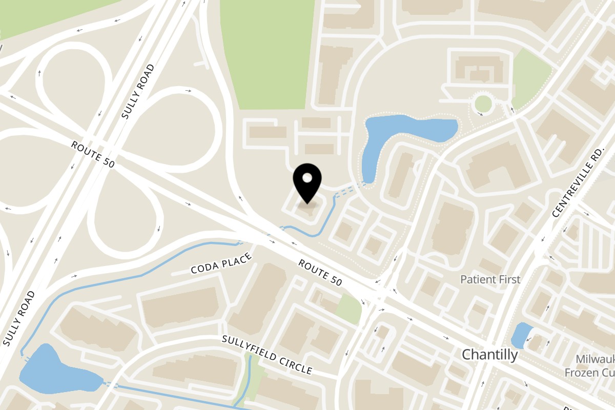 Map showing the location of Santini's New York Style Deli Chantilly on 3980 Corsair Ct in Chantilly